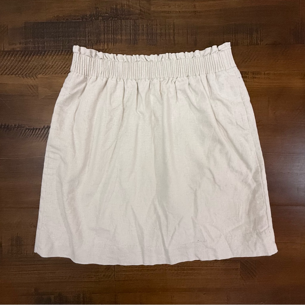J. Crew Women's Skirt A Line Pockets Lined Elastic Size 4 Beige Linen